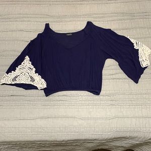 Navy and lace crop top size s